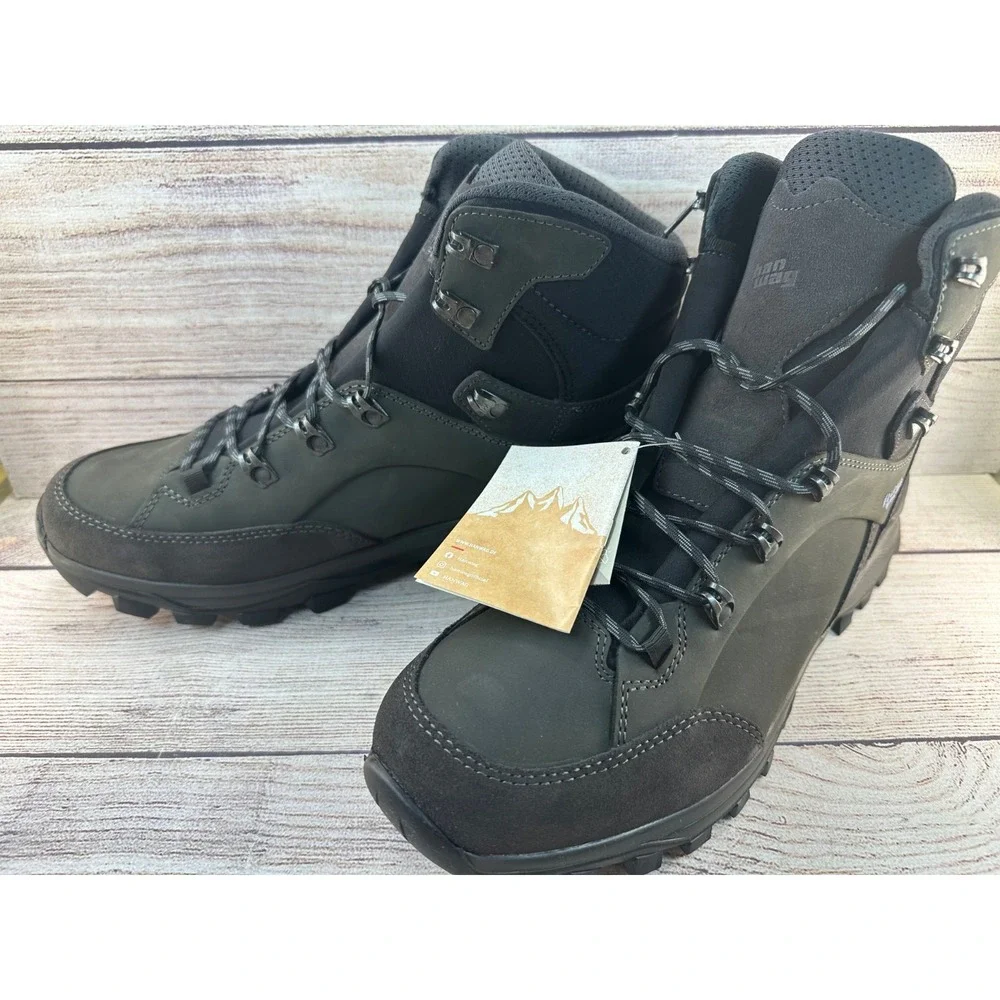Hanwag Banks GTX Hiking Boot Mens Size 12 Asphalt/Asphalt Lace Up Waterproof